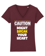 Caution - might break your heart Tricou mânecă scurtă guler V Damă Evoker