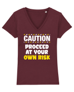 Caution - proceed at your own risk Tricou mânecă scurtă guler V Damă Evoker
