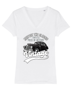 Vintage Classic Car Tricou mânecă scurtă guler V Damă Evoker