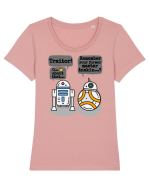 Funny R2D2 And BB8 Tricou mânecă scurtă guler larg fitted Damă Expresser