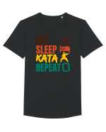 Eat Sleep Kata Repeat  Tricou mânecă scurtă guler larg Bărbat Skater