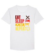 Eat Sleep Kata Repeat  Tricou mânecă scurtă guler larg Bărbat Skater