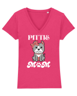 Pittie Mom Tricou mânecă scurtă guler V Damă Evoker