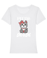 Pittie Mom Tricou mânecă scurtă guler larg fitted Damă Expresser