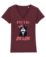 Pittie Mom Tricou mânecă scurtă guler V Damă Evoker