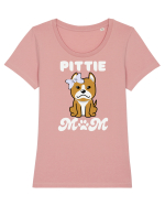 Pittie Mom Tricou mânecă scurtă guler larg fitted Damă Expresser