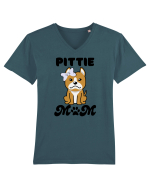 Pittie Mom Tricou mânecă scurtă guler V Bărbat Presenter