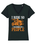 I ride so I don't choke people Tricou mânecă scurtă guler V Damă Evoker