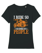 I ride so I don't choke people Tricou mânecă scurtă guler larg fitted Damă Expresser
