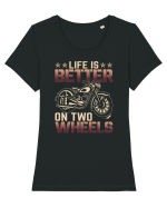 Life is better on two wheels Tricou mânecă scurtă guler larg fitted Damă Expresser