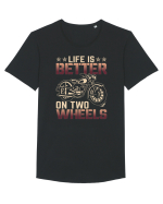 Life is better on two wheels Tricou mânecă scurtă guler larg Bărbat Skater