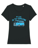 My Goal is to Explore Tricou mânecă scurtă guler larg fitted Damă Expresser