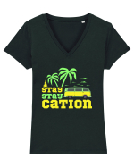 Stay Staycation Tricou mânecă scurtă guler V Damă Evoker