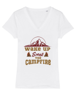 Wake Up Smell the Campfire Tricou mânecă scurtă guler V Damă Evoker