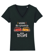 Where the Adventure Never Stops Tricou mânecă scurtă guler V Damă Evoker
