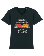 Where the Adventure Never Stops Tricou mânecă scurtă guler V Bărbat Presenter