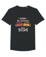 Where the Adventure Never Stops Tricou mânecă scurtă guler larg Bărbat Skater