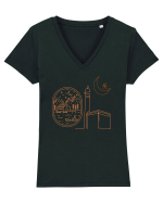 Abstract travel Tricou mânecă scurtă guler V Damă Evoker