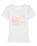 Abstract travel Tricou mânecă scurtă guler larg fitted Damă Expresser