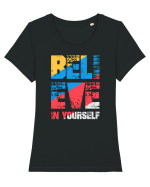 Believe in Yourself Tricou mânecă scurtă guler larg fitted Damă Expresser