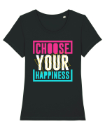 Choose Your Happiness Tricou mânecă scurtă guler larg fitted Damă Expresser