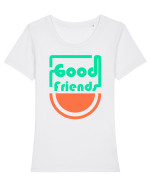 Good Friends Tricou mânecă scurtă guler larg fitted Damă Expresser