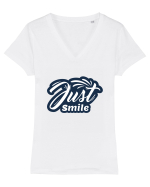 Just Smile Tricou mânecă scurtă guler V Damă Evoker