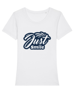 Just Smile Tricou mânecă scurtă guler larg fitted Damă Expresser