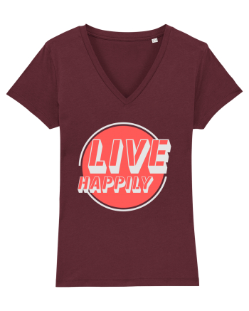Live Happily Burgundy
