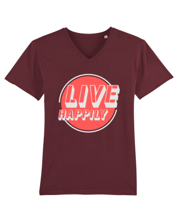Live Happily Burgundy
