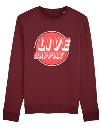 Live Happily Burgundy