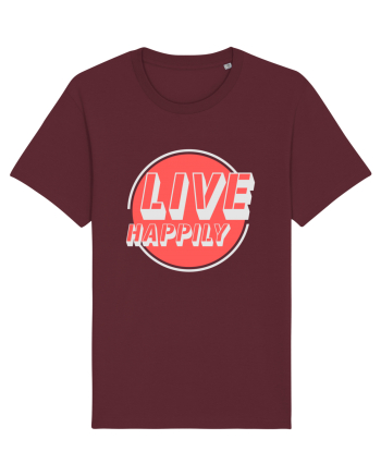 Live Happily Burgundy