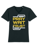 Pray Wait Trust Tricou mânecă scurtă guler V Bărbat Presenter
