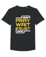 Pray Wait Trust Tricou mânecă scurtă guler larg Bărbat Skater