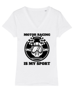 Motor Racing Is My Sport Tricou mânecă scurtă guler V Damă Evoker