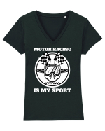 Motor Racing Is My Sport Tricou mânecă scurtă guler V Damă Evoker