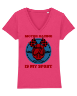 Motor Racing Is My Sport Tricou mânecă scurtă guler V Damă Evoker