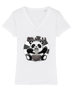 Ramen Panda Tricou mânecă scurtă guler V Damă Evoker