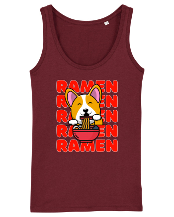 Kawaii Corgi Eating Ramen Burgundy