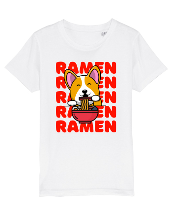 Kawaii Corgi Eating Ramen White