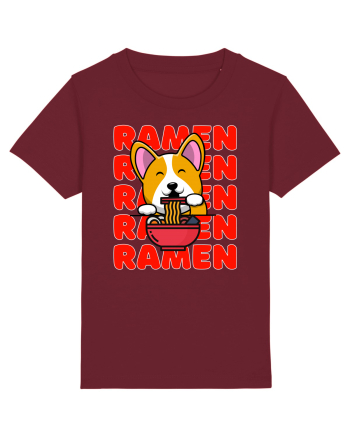 Kawaii Corgi Eating Ramen Burgundy