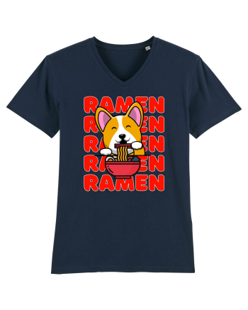 Kawaii Corgi Eating Ramen French Navy