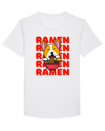 Kawaii Corgi Eating Ramen White