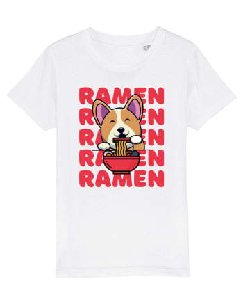 Kawaii Corgi Eating Ramen White