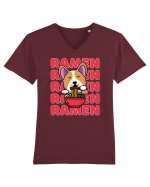 Kawaii Corgi Eating Ramen Tricou mânecă scurtă guler V Bărbat Presenter
