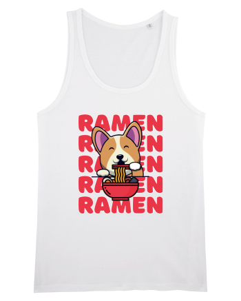 Kawaii Corgi Eating Ramen White