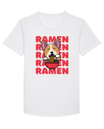 Kawaii Corgi Eating Ramen White