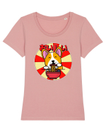 Kawaii Corgi Eating Ramen Tricou mânecă scurtă guler larg fitted Damă Expresser
