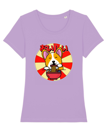 Kawaii Corgi Eating Ramen Lavender Dawn
