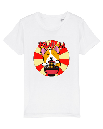 Kawaii Corgi Eating Ramen White